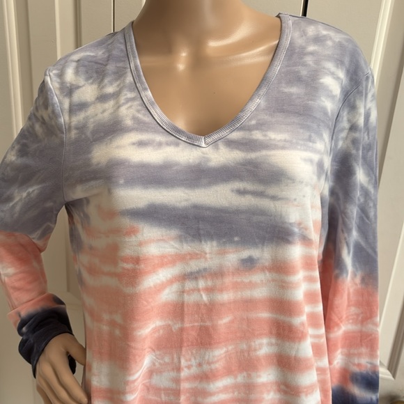 Green Tea Womens Size L Long Sleeve Tie Dye Shirt. so Soft. Pink & Blue. - Picture 4 of 11